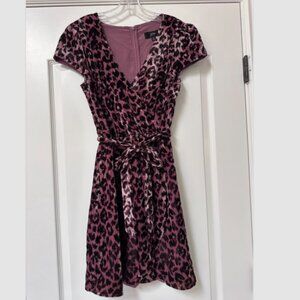 J Crew Pink Leopard Print Velour Wrap Dress Size 6 EUC
